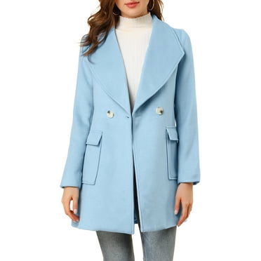Sankt Womens Turn Down Collar Peacoat Cardigan Pure Color Coat 